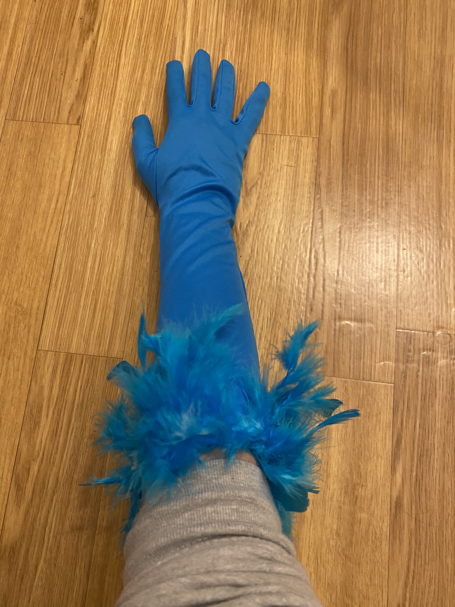 HD45 Handschuhe lang mit Federn