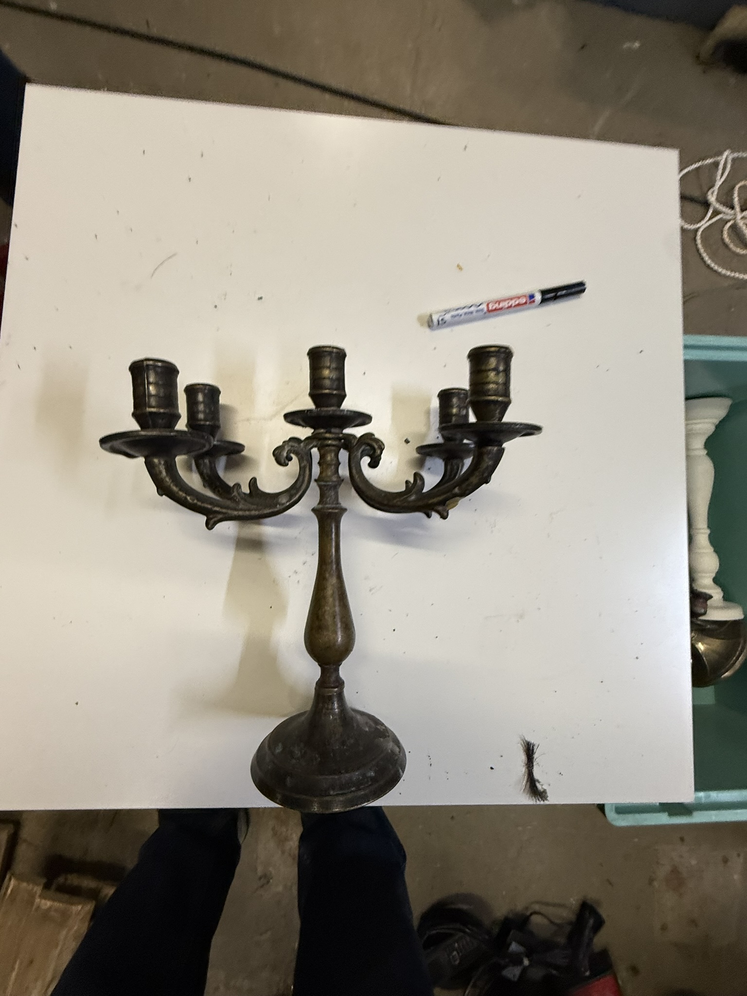 A05-010 Kerzenleuchter Zinn fünfarmig